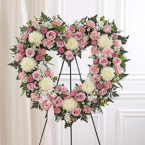 Always Remember™ Floral Heart Tribute - Pink & White