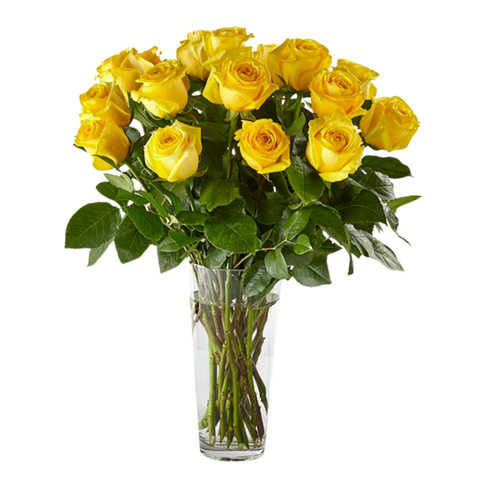 Long Stem Yellow Rose Bouquet - Deluxe