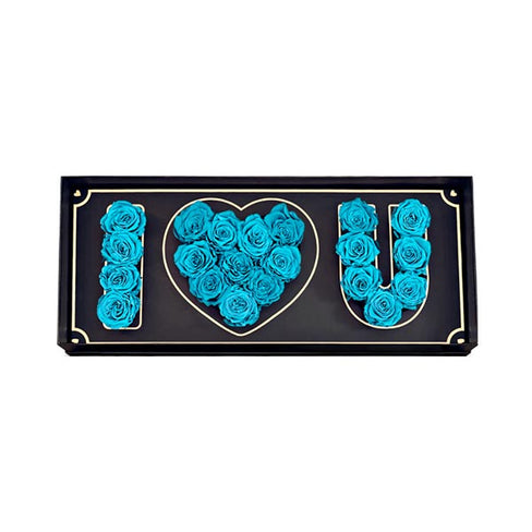 I Love You Box Bouquet - Light Aqua Blue